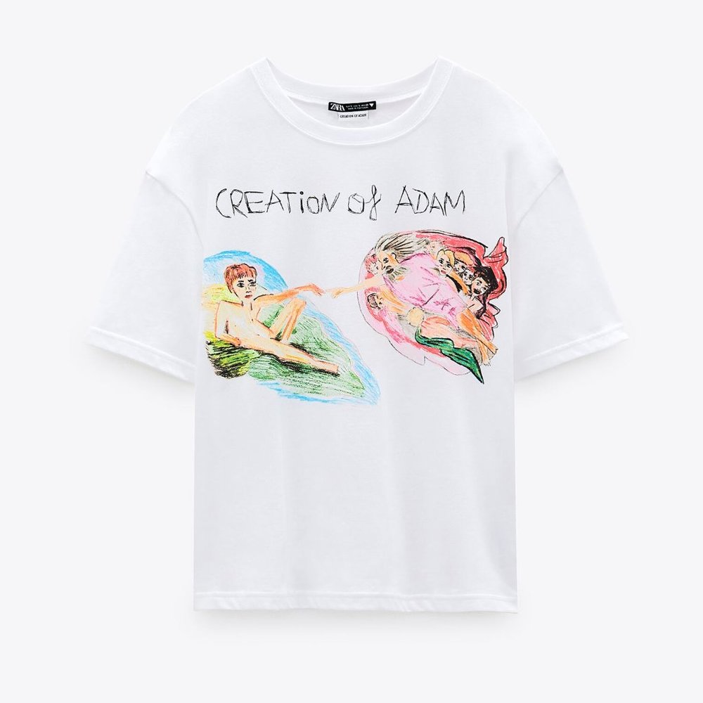 ZARA FRONT PRINT TSHIRT - CREATION OF ADAM NWT